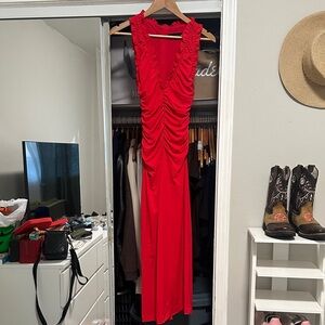 Zara Red Ruched Dress